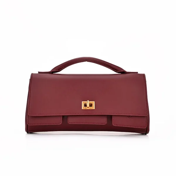 Vintage Style Messenger Bags Genuine Leather Bags Women Handbag Luxury Shoulder Handbag Dark Red Shoulder Bag