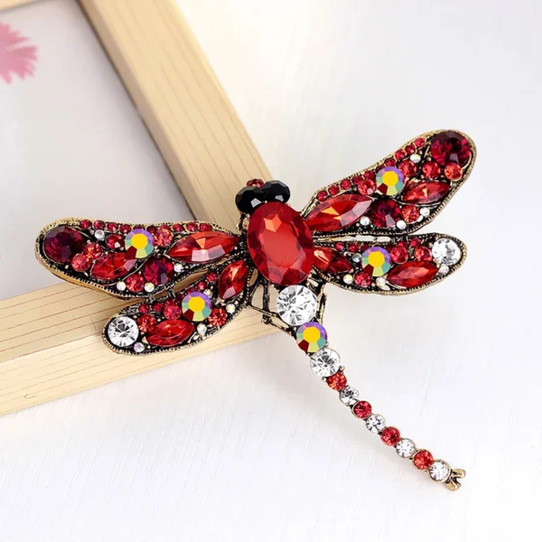 ⁦Wholesale European American Women Dragonfly Brooches with Rhinestone Alloy Retro Animal Clothing Accessories Pin Brooch⁩ - الصورة ⁦2⁩