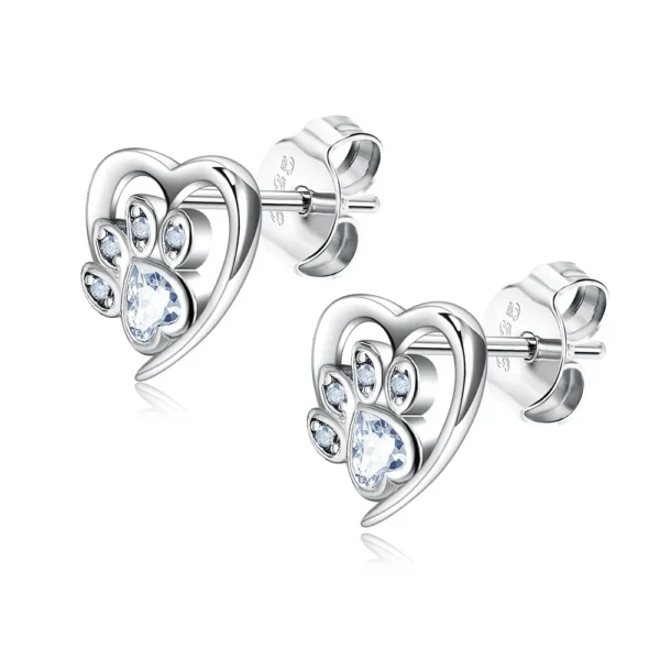 ⁦Factory Wholesale 2023 INS Fashion Silver Cat Heart Colorful Stud Earring Fine Jewelry for Women⁩ - الصورة ⁦4⁩