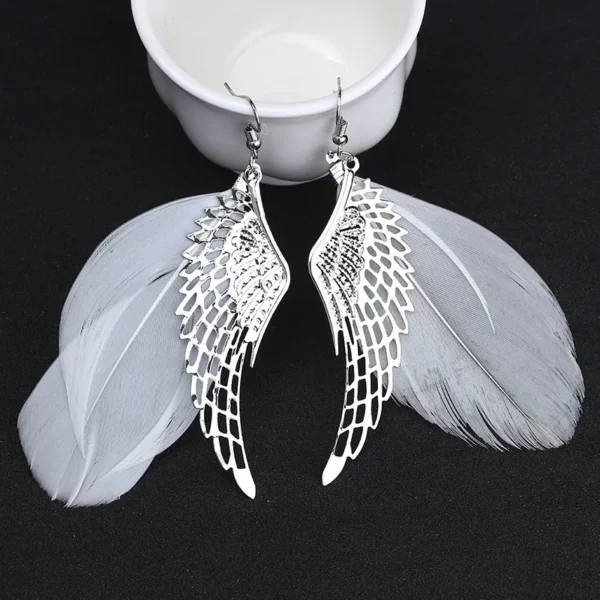 ⁦New Bohemia European Fashion Angel Wing Feather Earrings Foreign Earrings⁩ - الصورة ⁦2⁩