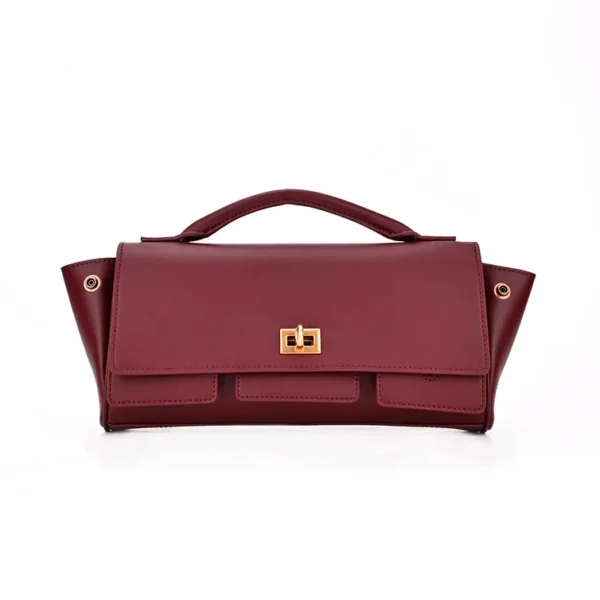 ⁦Vintage Style Messenger Bags Genuine Leather Bags Women Handbag Luxury Shoulder Handbag Dark Red Shoulder Bag⁩ - الصورة ⁦6⁩