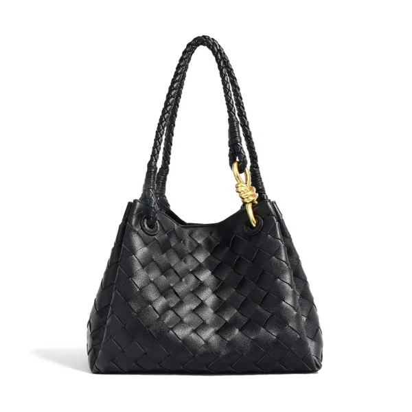 ⁦Vintage Design Ladies Shoulder Bags Luxury Genuine Woven Leather Handbags Fashion Large Capacity Shoulder Bag for Women⁩ - الصورة ⁦5⁩