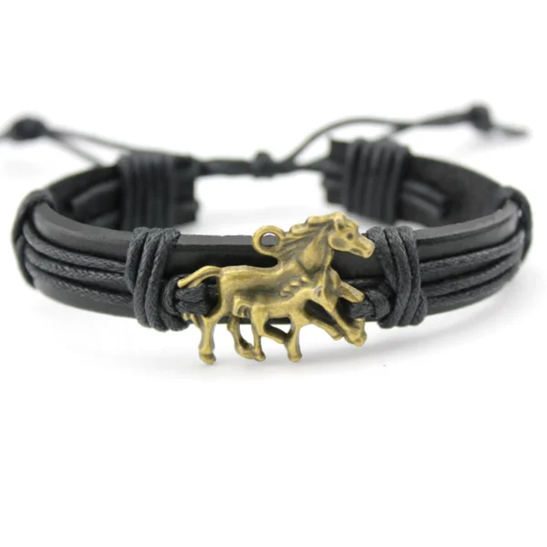 ⁦Manufacturer Horse Charm Leather Wrap Bracelet for Horse Lover Cowboy Cowgirl Gift Horse Leather Bracelet⁩ - الصورة ⁦4⁩