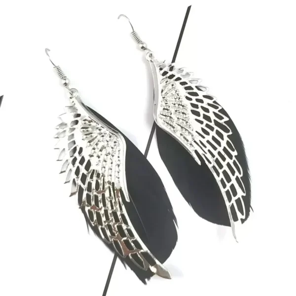⁦New Bohemia European Fashion Angel Wing Feather Earrings Foreign Earrings⁩ - الصورة ⁦3⁩