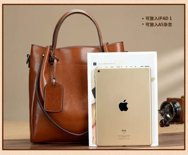 ⁦2ndr Brand Custom 2022 Cow Hide Cowhide Real 100% Genuine Leather Fashion Luxury Designer Ladies Women Tote Hand Bags Handbags⁩ - الصورة ⁦3⁩