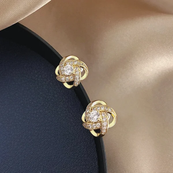 ⁦925 Sterling Silver Crystal Four Leaf Clover Earrings Women Simple Fashion Wedding Jewelry Accessories⁩ - الصورة ⁦4⁩