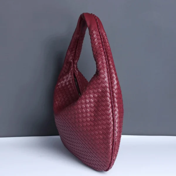 ⁦Droshipping Leather Woven Handbag Tote Bags Top Handle Satchel Handbags, Large Hobo Tote Bag with Zipper Handmade Shoulder Purse⁩ - الصورة ⁦2⁩