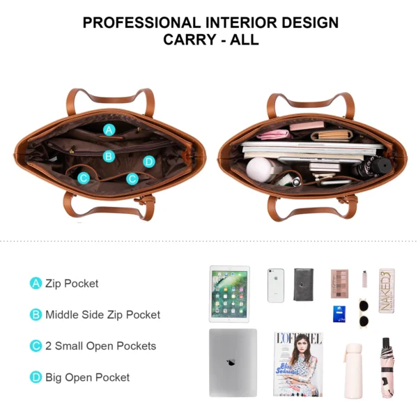 ⁦LOVEVOOK Hot Sale Factory Custom Women PU Leather Tote Bag High Quality Summer 3 Pieces Ladies Purses and Handbags for Women Bag⁩ - الصورة ⁦3⁩