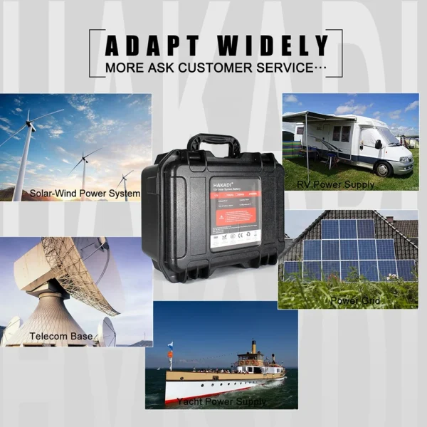 ⁦HAKADI Lithium Iron Phosphate 12V 100Ah Rechargeable Battery Pack for Solar System Boat RV EU RU Stock⁩ - الصورة ⁦5⁩