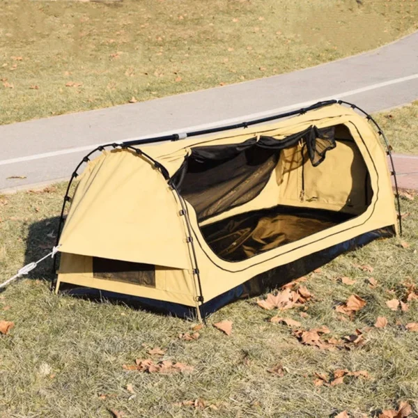 ⁦Australian Style Outdoor Single Canvas Swag Tent with Aluminium Poles Factory Wholesale for Camping⁩ - الصورة ⁦3⁩
