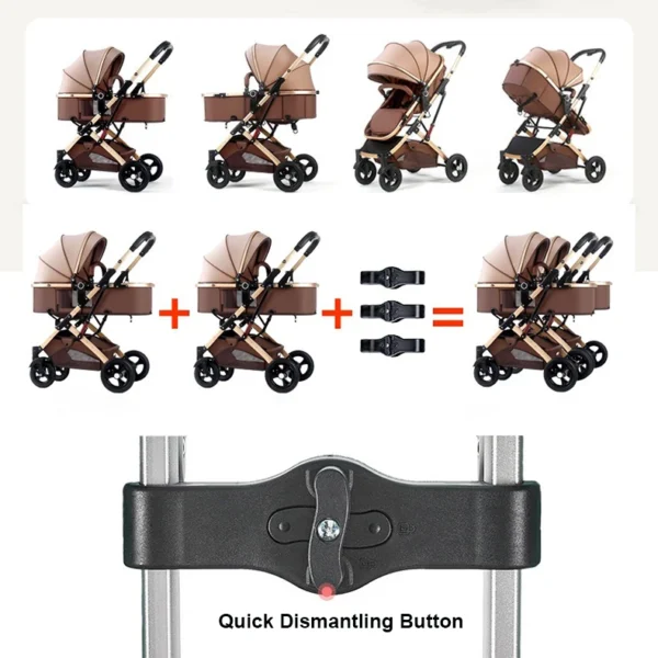⁦Lightweight Deluxe 3-in-1 Twin Stroller Travel System with Infant Car Seats Foldable Carrying Combo⁩ - الصورة ⁦4⁩