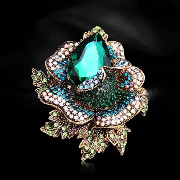 ⁦Accessories Women Simple Grand and Luxurious Pin Decoration Colorful Cc Brooch Crystal Rhinestone Flower Brooch Suit Brooch⁩ - الصورة ⁦2⁩