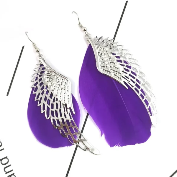 ⁦New Bohemia European Fashion Angel Wing Feather Earrings Foreign Earrings⁩ - الصورة ⁦4⁩