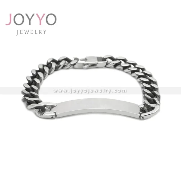 ⁦Fashion Luxury Inspirational Wrist Engraved Jewelry Figaro Stainless Steel Bracelets Gold Plated Best Friend Simple Women Link⁩ - الصورة ⁦5⁩