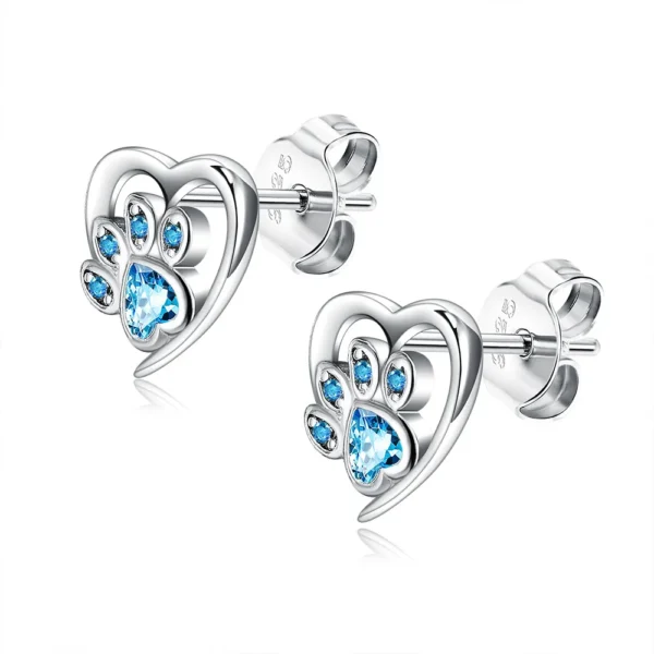 ⁦Factory Wholesale 2023 INS Fashion Silver Cat Heart Colorful Stud Earring Fine Jewelry for Women⁩ - الصورة ⁦5⁩