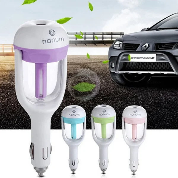 ⁦12V Car air Freshener Oil Diffuser Car Steam Air Humidifier Aroma Diffuser Mini Air Purifier Diffuser Mist Maker Fogger⁩ - الصورة ⁦6⁩