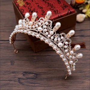 Headpiece Rhinestone Crown With Pearl Classic Crystal Princess Wedding Crowns Bridal Tiaras for Party Hair Accessories