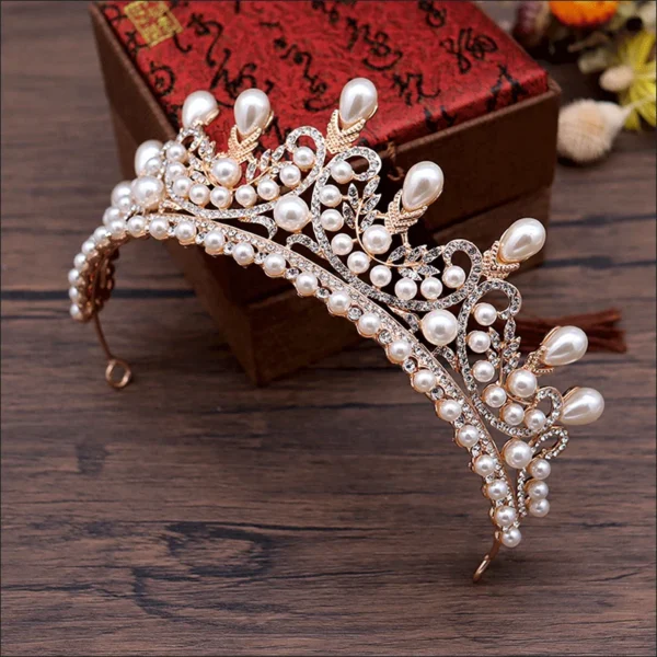 Headpiece Rhinestone Crown With Pearl Classic Crystal Princess Wedding Crowns Bridal Tiaras for Party Hair Accessories
