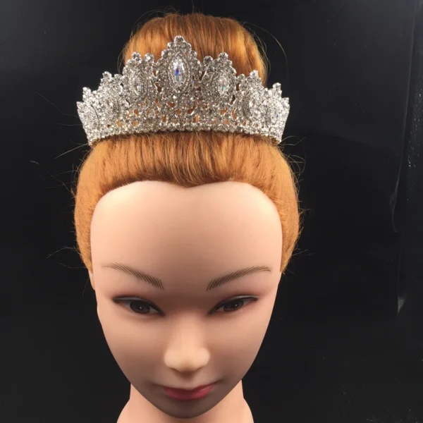 ⁦New Rhinestone Crowns Vintage Style Big Eye Shape Wedding Accessories Bridal Hair Tiaras Yellow Gold Party Hair Accessory BC3707⁩ - الصورة ⁦3⁩