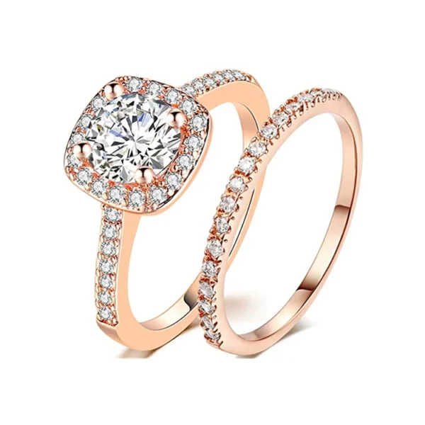 SGARIT Custom Jewelry 14k Black White Rose Yellow Gold 1.5 Carat VVS D Moissanite Diamond Engagement Wedding Ring Set for Women