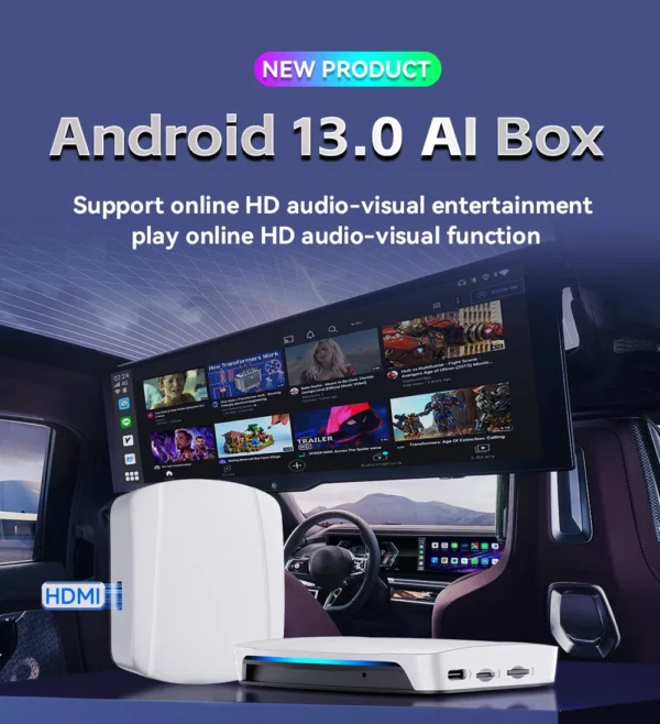 ⁦TBOX UHD Carplay Ai Box Android 13 3 in 1 Wireless Carplay Adapter Qualcomm 6225 HD-port 4G SIM Card Magic Carplay Box⁩ - الصورة ⁦3⁩