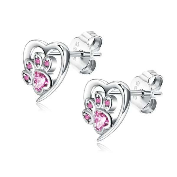 ⁦Factory Wholesale 2023 INS Fashion Silver Cat Heart Colorful Stud Earring Fine Jewelry for Women⁩ - الصورة ⁦6⁩