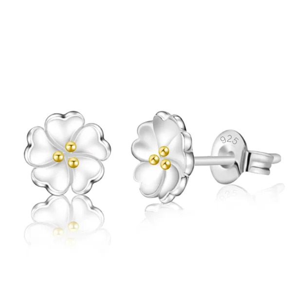 ⁦Chic Promotions Stud Art Sakura Sweet Flower Temperament Stud Earrings Fashion Jewelry for Women's Fashion Gifts⁩ - الصورة ⁦6⁩