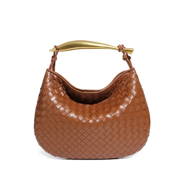 ⁦Leather Woven Bag for Women Elegant Evening Clutch Tote Bag Handbag Leather Handwoven Bag Woven Purse⁩ - الصورة ⁦2⁩