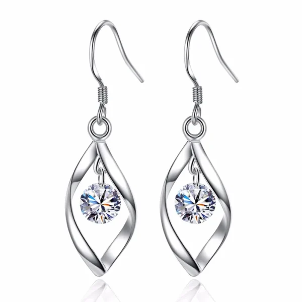 ⁦Fashion Latest Design Brand Copper Silver Plated Wave Ear Ring Silver Color Zircon Female Simple Women Earrings⁩ - الصورة ⁦6⁩