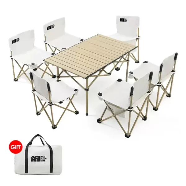 ⁦MultMultifunctional Foldable Travel Outdoor Folding Lightweight Portable Metal Picnic Camp Table and Chair Sets for Trip⁩ - الصورة ⁦2⁩