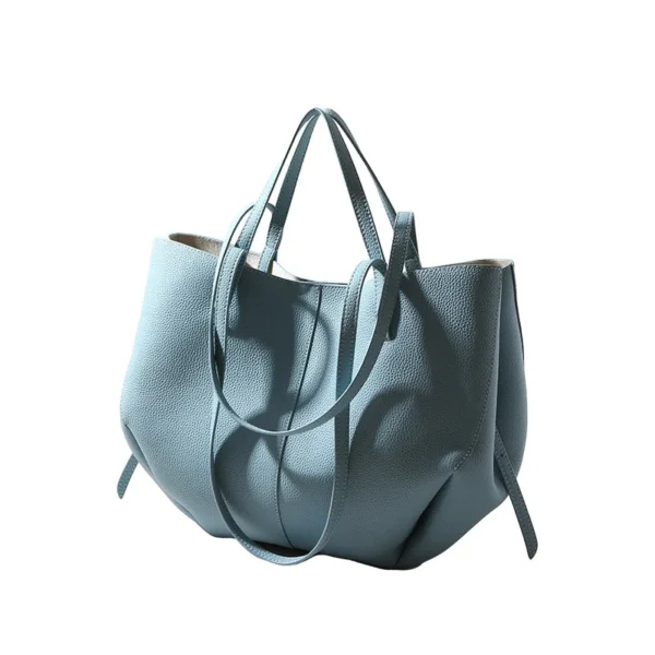 ⁦Luxury Designer Leather Bags Suede Tote Handbag for Women Luxury Causal Bucket Bag Fashionable French Pole Large Capacity Tote⁩ - الصورة ⁦3⁩