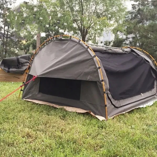 ⁦Australian Style Outdoor Single Canvas Swag Tent with Aluminium Poles Factory Wholesale for Camping⁩ - الصورة ⁦4⁩