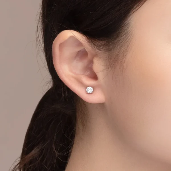 ⁦Wholesale Jewelry 925 Sterling Silver Cubic Zirconia Birthstone Garnet Custom Single Colorful Stone Stud Earrings⁩ - الصورة ⁦2⁩