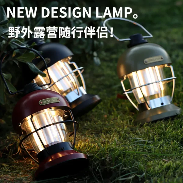 ⁦Portable Outdoor Camping Light Rechargeable Hanging Dimmable LED Retro Cage Light Hanging Tent Multifunctional Camping Light⁩ - الصورة ⁦4⁩
