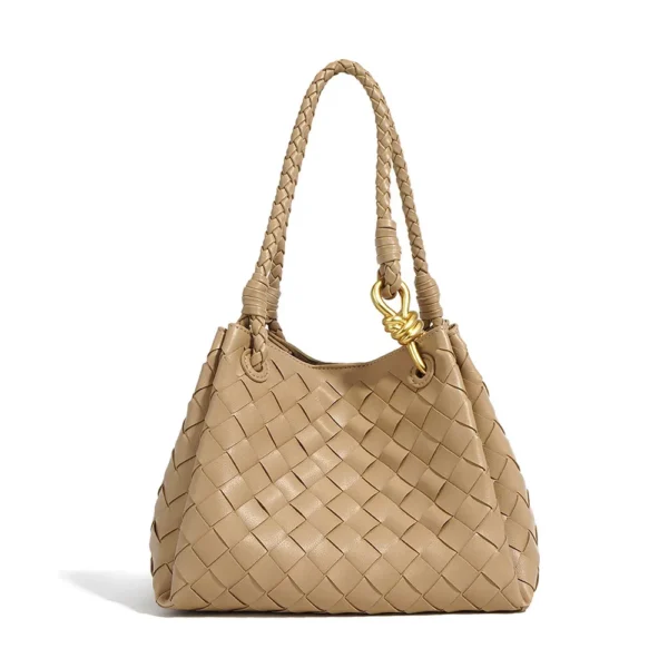 ⁦Vintage Design Ladies Shoulder Bags Luxury Genuine Woven Leather Handbags Fashion Large Capacity Shoulder Bag for Women⁩ - الصورة ⁦6⁩
