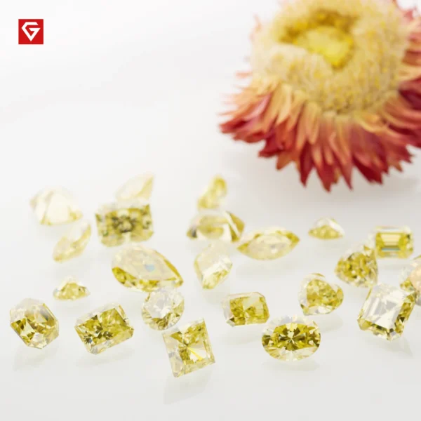 ⁦GIGAJEWE Vivid Yellow Manual Cut Loose Gemstone Moissanite Stone⁩ - الصورة ⁦4⁩