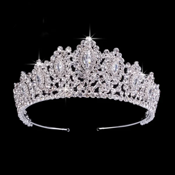 ⁦New Rhinestone Crowns Vintage Style Big Eye Shape Wedding Accessories Bridal Hair Tiaras Yellow Gold Party Hair Accessory BC3707⁩ - الصورة ⁦6⁩