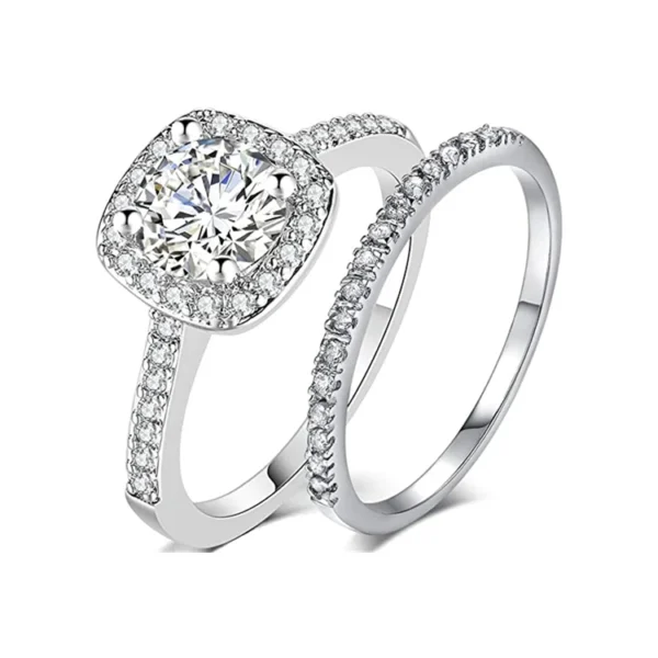 ⁦SGARIT Custom Jewelry 14k Black White Rose Yellow Gold 1.5 Carat VVS D Moissanite Diamond Engagement Wedding Ring Set for Women⁩ - الصورة ⁦2⁩