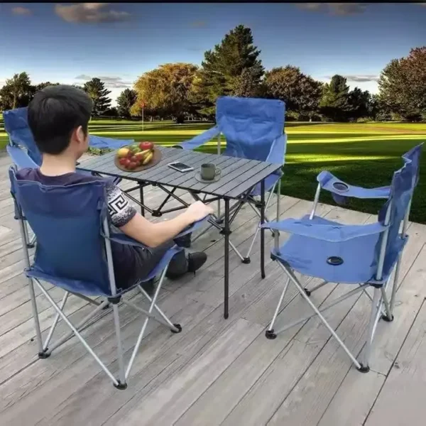 ⁦MultMultifunctional Foldable Travel Outdoor Folding Lightweight Portable Metal Picnic Camp Table and Chair Sets for Trip⁩ - الصورة ⁦5⁩