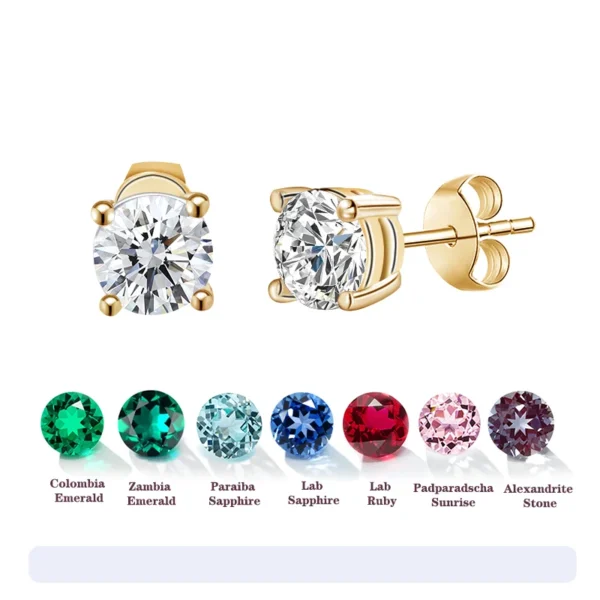 ⁦Starsgem Basket Set Stud Earring 14K Soild Gold 0.3ct 0.5ct 1ct D VVS2 Round Cut IGI Lab Grown Diamond Earrings⁩ - الصورة ⁦6⁩