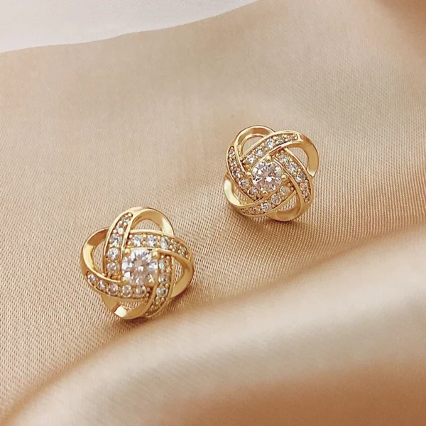 ⁦925 Sterling Silver Crystal Four Leaf Clover Earrings Women Simple Fashion Wedding Jewelry Accessories⁩ - الصورة ⁦2⁩