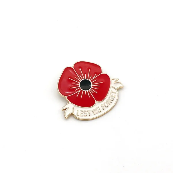 ⁦Memorial Day High Quality Metal Red Flower Brooch Remembrance Day Hard/Soft Enamel Poppy Pin Badge⁩ - الصورة ⁦2⁩