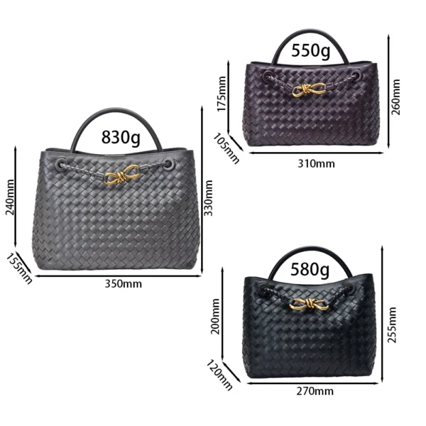 ⁦Large Capacity Designer Braided Leather Handmade Woven Tote Bag Women Casual Ladies Shoulder Bag⁩ - الصورة ⁦4⁩