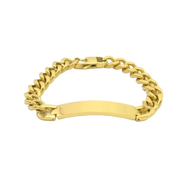 ⁦Fashion Luxury Inspirational Wrist Engraved Jewelry Figaro Stainless Steel Bracelets Gold Plated Best Friend Simple Women Link⁩ - الصورة ⁦6⁩
