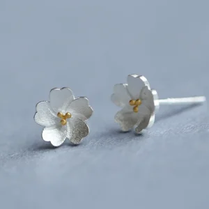Chic Promotions Stud Art Sakura Sweet Flower Temperament Stud Earrings Fashion Jewelry for Women's Fashion Gifts