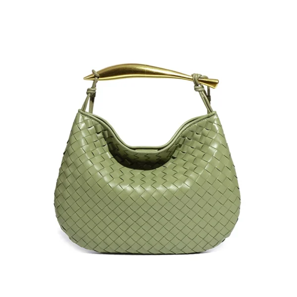 ⁦Leather Woven Bag for Women Elegant Evening Clutch Tote Bag Handbag Leather Handwoven Bag Woven Purse⁩ - الصورة ⁦3⁩