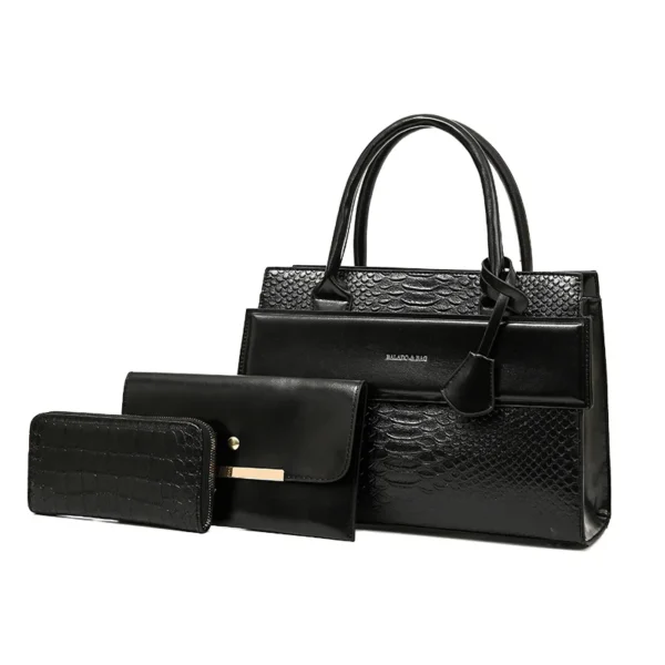 ⁦PU Leather Tote Purse and Wallet Sets Shoulder Satchel Bags Womens Purses and Handbags 3 Piece Set⁩ - الصورة ⁦4⁩