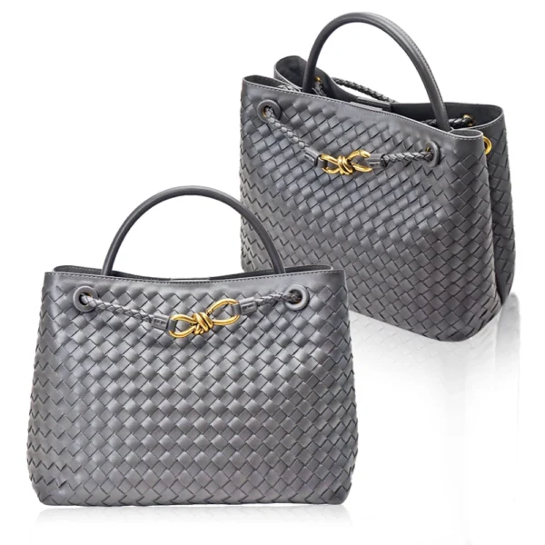 ⁦Large Capacity Designer Braided Leather Handmade Woven Tote Bag Women Casual Ladies Shoulder Bag⁩ - الصورة ⁦6⁩