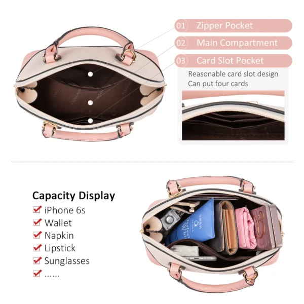 ⁦Lovevook Factory 2022 PU Leather Ladies Hand Bags Classic Top Handle Dome Satchel Bag Elegent Small Shoulder Bags Women Handbags⁩ - الصورة ⁦2⁩